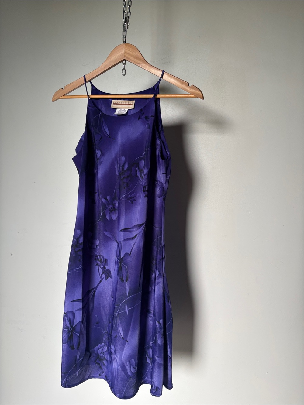 Vintage Y2K Expressions Purple Floral Slip Mini Dress